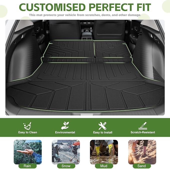 Cargo Liners for 2023-2026 Honda HRV Trunk Mat with Seat Back Cover Accessories, All Weather Rear Cargo Mat Backrest Protector for 2023 2024 2025 2026 HR-V