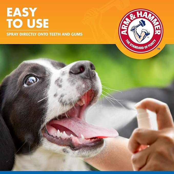 Arm & Hammer Tartar Control Dental Spray for Dogs, Mint Flavor Breath Freshener, Brushless Teeth Cleaning Oral Care with Baking Soda, Helps Reduce Plaque and Tartar Buildup, 4 Fl Oz - 2 Pack