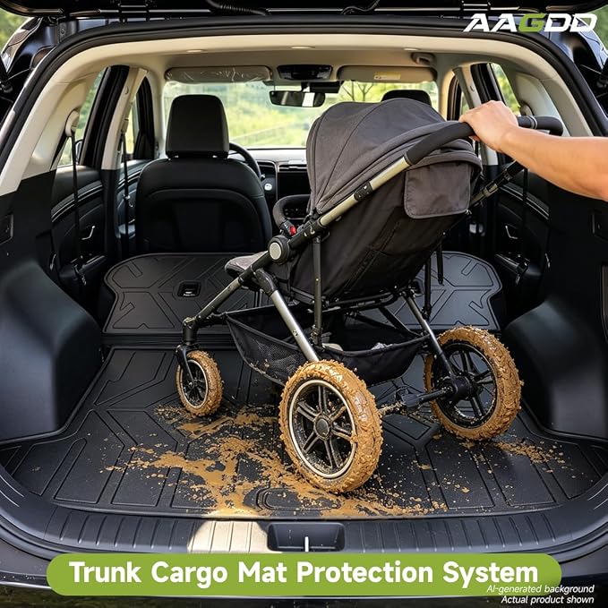 Cargo Trunk Mat with Backrest Mats for Kia Sportage 2023-2025 2026,All Weather Protection TPE Heavy Duty Cargo Liner Sportage Accessories,Black