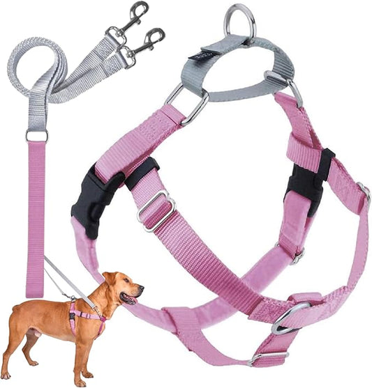 2 Hounds Design Freedom No Pull Dog Harness and Leash, 1" MD, Rose | Promotes Easy Walking & Comfortable Control, Secure Fit, Adjustable Harness and Leash Set for Medium Sized Dogs, Made in USA