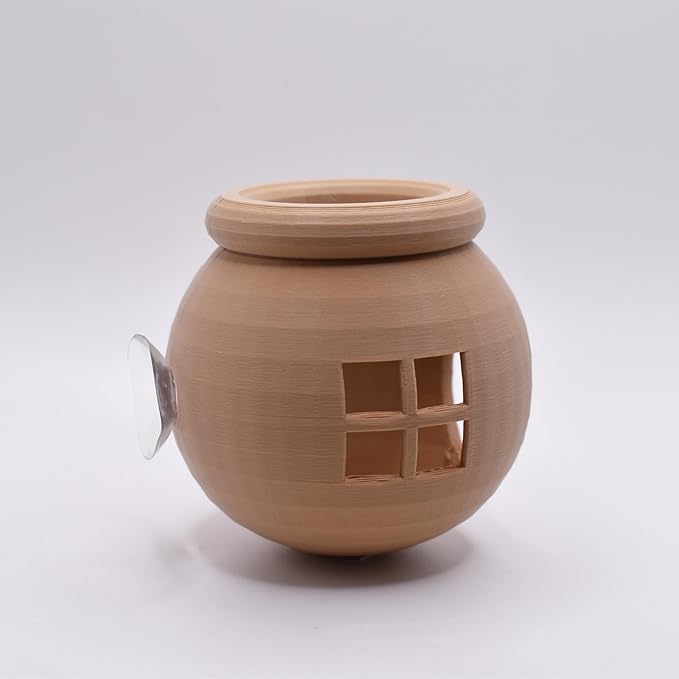 Floating Cozy Betta House, Natural Floating Betta Hide Out, Aquarium Fish Hammock, Relaxing & Stress Relief, Suction Cup Included, 2.9" W x 2.6" H (Natural Brown)