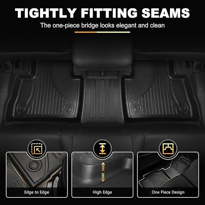 Floor Mats & Cargo Liner for 2020-2026 Mercedes Benz GLE 350/450(Not Coupe) | All Weather TPE Anti-Slip Car Mats Custom Fit for GLE 1st & 2nd Row Set & Trunk Mat