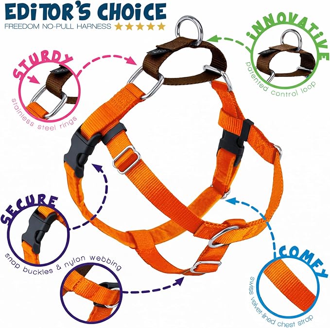 2 Hounds Design Freedom No Pull Dog Harness and Leash, 1" MD, Rust | Promotes Easy Walking & Comfortable Control, Secure Fit, Adjustable Harness and Leash Set for Medium Sized Dogs, Made in USA