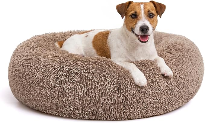 MIXJOY Orthopedic Dog Bed Comfortable Donut Cuddler Round Pet Beds Ultra Soft Washable Dog and Cat Cushion (20''/23''/27''/30'') (27'', Brown)