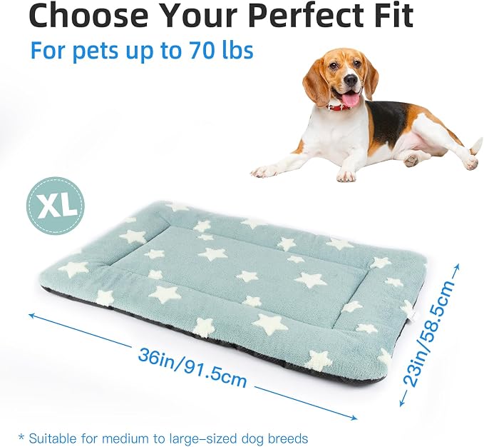 Mora Pets Dog Crate Pad Dog Kennel Bed Mat for Large Dogs Washable Cute Star Pet Bed for 36 inch Cage Ultra Soft Flat Puppy Cat Cushion for Cozy Sleeping Anti-Slip Blue 36 x 23 | Soft Dog Bed Mat, Crate Pad for Dog Cages Cozy Sleeping Liner, Pet Pillow...