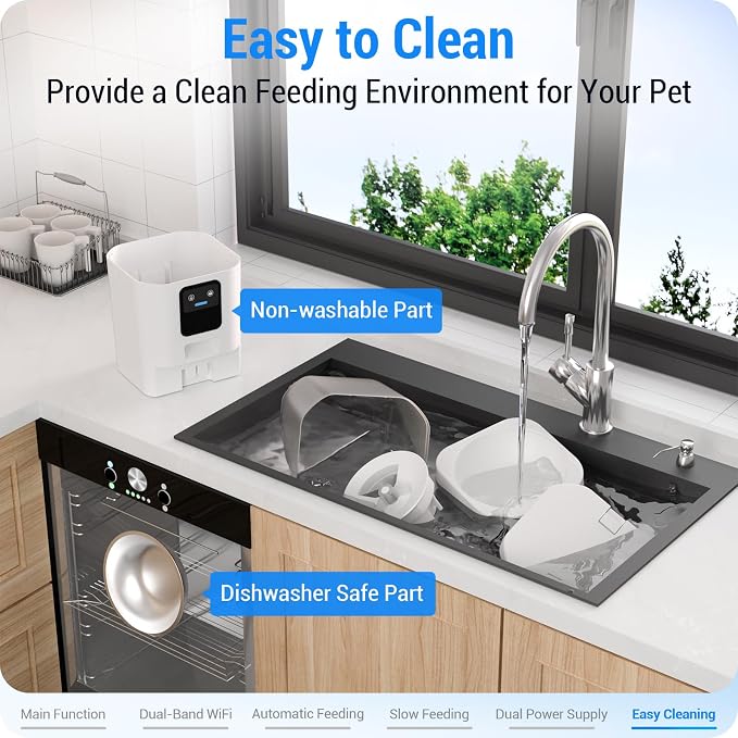 Automatic Cat Feeder with 5G WiFi: Automatic Dog Feeder with Slow Feed & Smart APP Control, 7L Timed Auto Cat Food Dispenser with Alexa for Pets, Detachable for Easy Cleaning - 29 Cups