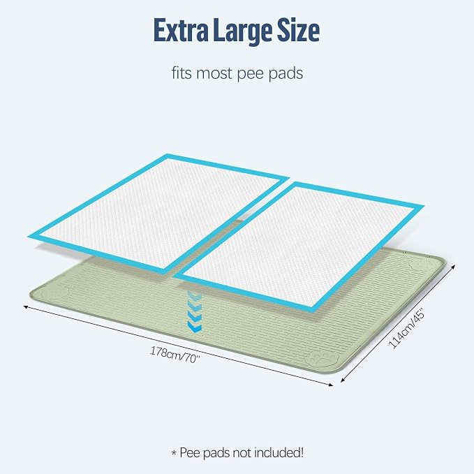 Pee Pad Holder for Dogs 70''x45'' Silicone Puppy Pee Pad Tray, Khaki | Extra Large Dog Potty Tray Leak-Proof, High Edge, No Spill Training Pads for Floor Protection, No Pee Pads