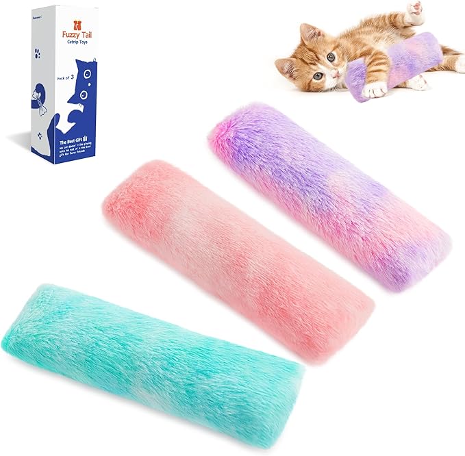 Jouets pour chat Potaroma, lot de 3 coussins, doux et durables, avec froissement sonore et herbe à chat à l'intérieur, jouet interactif pour chatons d'intérieur, stimule l'exercice des chatons