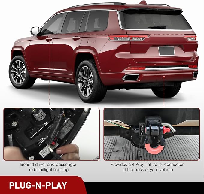 Nilight 4 Pin Trailer Wiring Harness Kit 56406 Simple Fit Tow Hitch | Vehicle Standard 4 Way Connector Custom for 2019 2020 2021 2022 2023 Jeep Cherokee