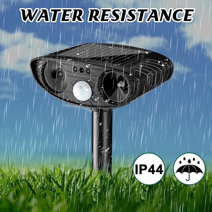 Ultrasonic Animal Repellent Outdoor Solar Powered Repeller Cat Dog Squirrels Deer Deterrent Waterproof Motion Sensor Deterrent for Yard Garden Rabbit Fox Pest(Black,2 Pieces)