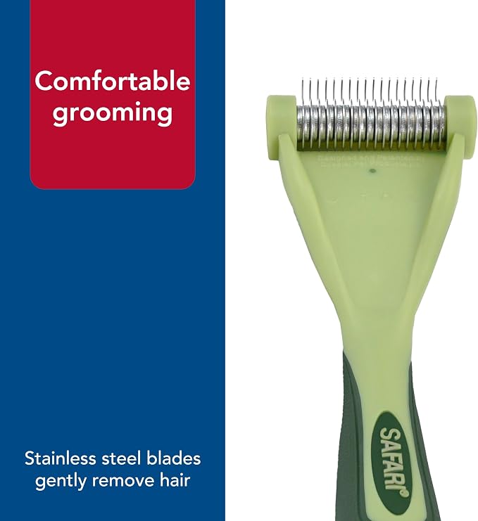 Coastal Pet Safari Shed Magic De-Shedding Tool - Long Hair Grooming Brush With Metal Comb for Cats