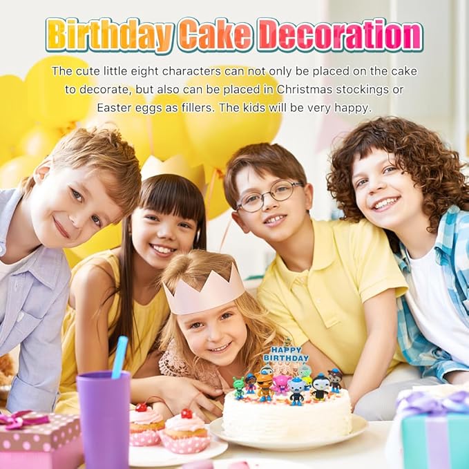 CHANECALL Action Figures Toy, 8 Pcs Cake Topper Figures Decorations, Mini Animals Figurines Playset, Ocean Educational Toys Set for Kids for Birthday Party Supplies Christmas