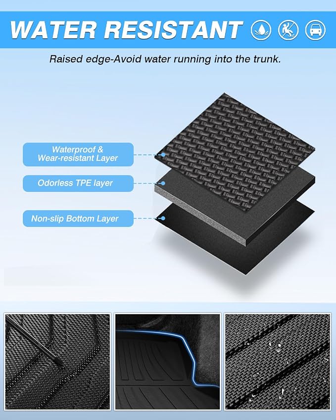 Powerty Trunk Mat for 2022-2025 Honda Civic Sedan (Not for Hatchback) Accessories Cargo Mats TPO All Weather Cargo Liner Heavy-Duty Trunk Liners(Not for 2-Doors Models)