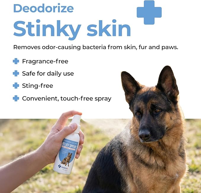 Hot Spot Spray for Dogs Healing Aid for Skin Sores, Irritations & Redness | Anti-Itch Relief to Stop Chewing & Licking | Safe, Non-Toxic HOCl Formula for All Animals | 3.38 fl oz
