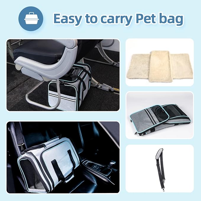 Cat Dog Airline Approved Expandable Pet Carrier for Small Pets | Removable Pad, Pockets, TSA Compliant, Soft-Sided, Breathable Mesh Window