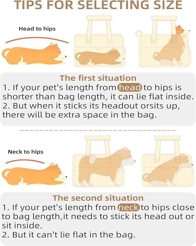 ONECUTE Dog Carrier for Small Dogs Rabbit cat with Large Pockets, Cotton Bag, Dog Carrier Soft Sided, Collapsible Travel Puppy Carrier (Grey, 17" L x 7.5" W x 12" H)