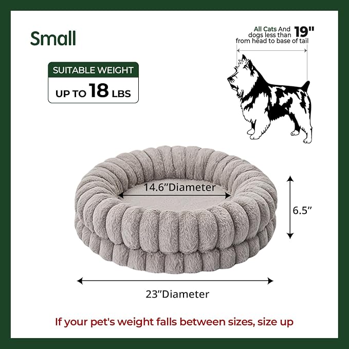 BALANCE Luxury Donut Dog Bed, 24 Inches Round Dog Beds for Small Dogs Washable, Orthopedic Calming Pet Bed for Puppy and Cats with Anti-Slip Bottom (Oatmeal)