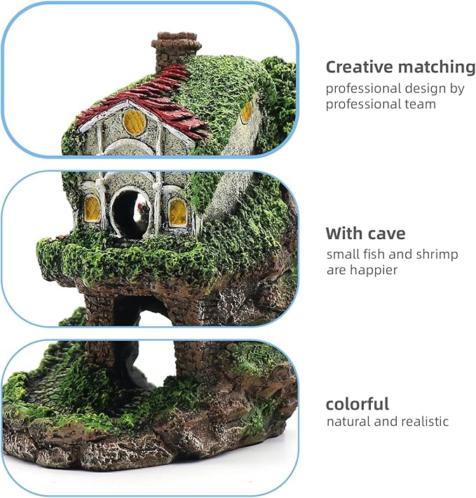 relaqcc Aquarium Decor Hideaway Cave, Betta Fish Tank House Accessories for Amphibians, Goldfish, Shrimp, Conch