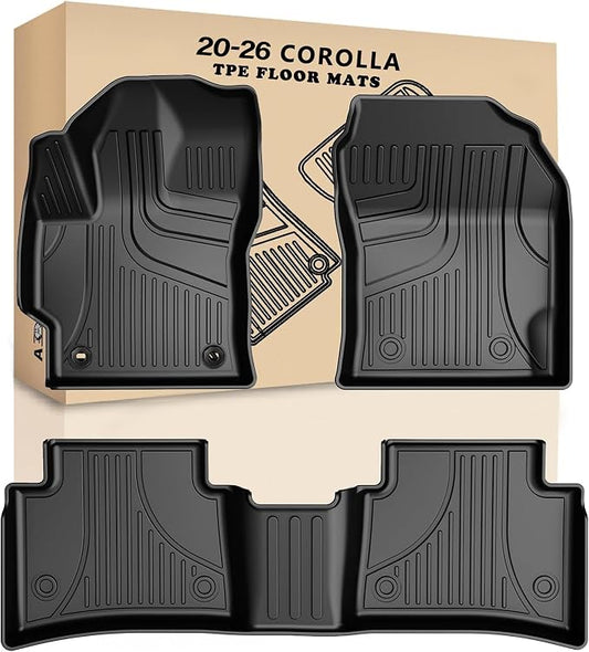 AOMSAZTO Car Floor Mats for Toyota Corolla Sedan 2020-2026,Heavy Duty TPE All Weather Automotive Floor Mats,1st & 2nd Row Full Set Rubber Floor Liners, Anti Skid Car Mats(not fit for Hatchback)-Black