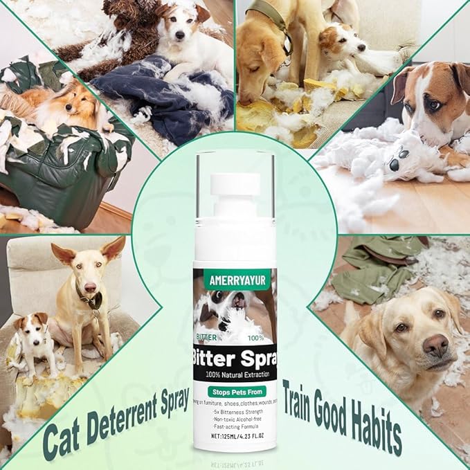 Bitter Apple Spray for Dogs - Effective No Chew Training Spray to Stop Chewing & Licking - Protects Furniture, Belongings & Prevents Wound Irritation