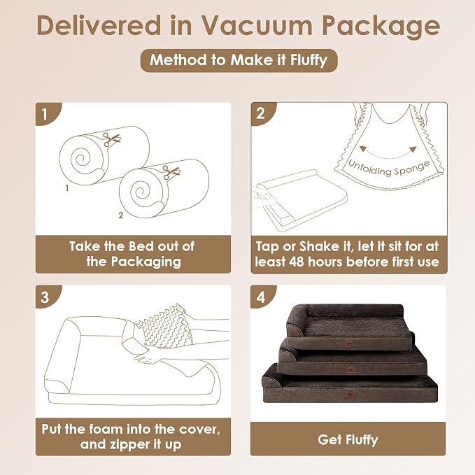 EHEYCIGA Large Dog Bed Memory Foam for Crate, Orthopedic Dog Bed Large Size Dogs with Washable Removable Cover, Waterproof Pet Sofa Couch with Nonskid Bottom, 35x22x6, Brown | Small Dog Sofa with Washable Removable Cover, Waterproof Pet Couch for Crate...