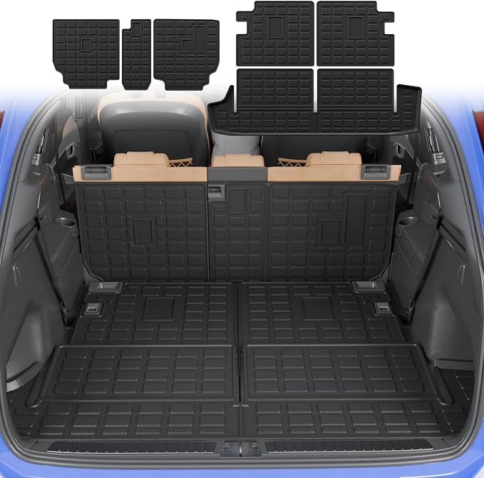 Cargo Mat Compatible with 2010-2024 Toyota 4 Runner 7 Seat Cargo Liner Trunk Mat TPE Back Seat Cover Protector 2023 4Runner Accessories (Fit 7 seat,Trunk Mat+2nd & 3rd Row Backrest Mats)