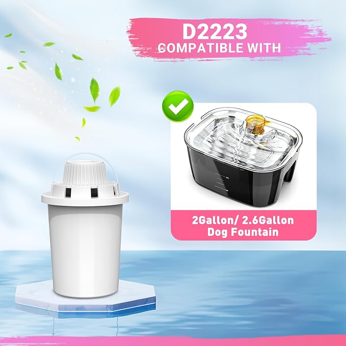 Replacement Filters for PETDOTT Dog Fountain, Water Filter, for Stainless Steel Pet Fountain for Large Dogs- Vertical Filtration for D2223,D2322,D2340,D2341 Lasts Two Months