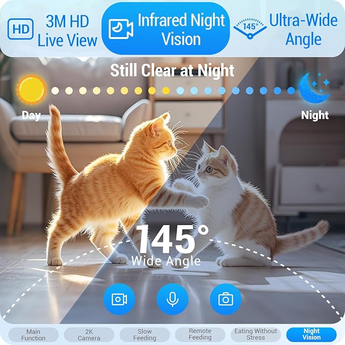 Frienhund 5G WiFi Automatic Cat Feeder with Two HD Camera: 7L Automatic Dog Feeder with Night Vision, Auto Cat Food Dispenser for Multiple Pet, Detachable for Easy Cleaning - 29 Cup