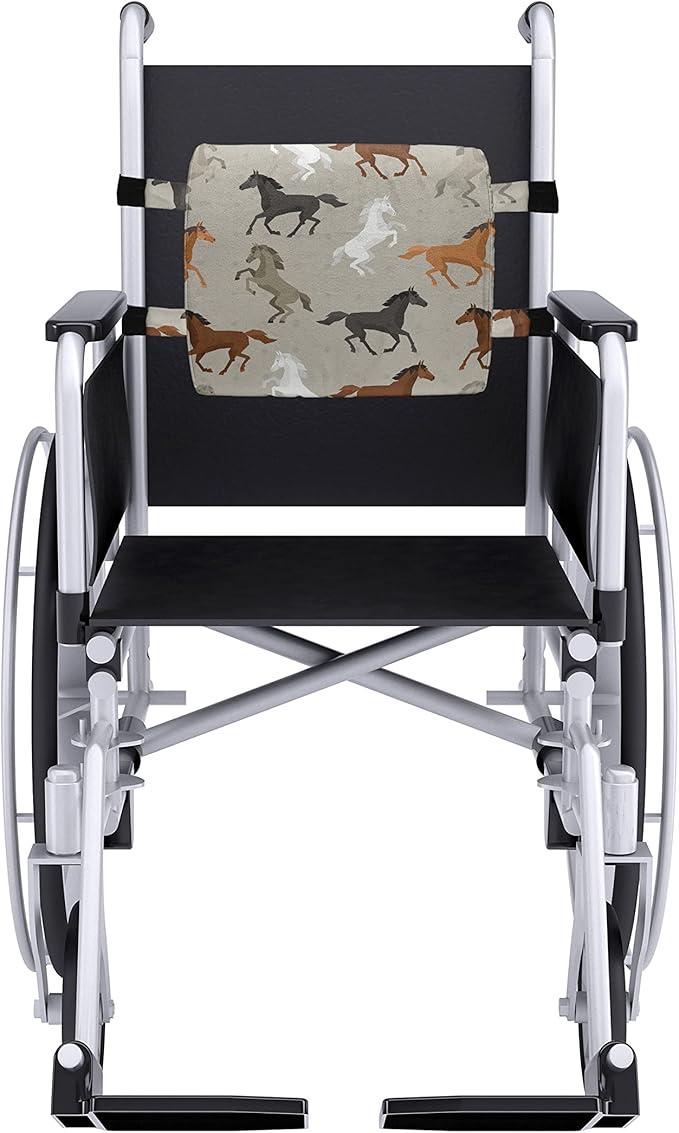 Ambesonne Horses Lumbar Back Support Pillow, Abstract Stallions Simple Design Animals Galloping Curvet Illustration, High Density Foam for Office Chairs Car Seats, 14" x 13", Taupe Black