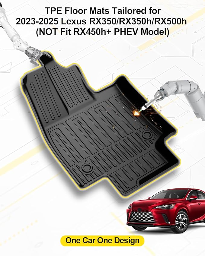 Custom Fit Floor Mats & Cargo Liner for Lexus RX350/RX350h/RX500h 2023-2026 (Excludes RX450h+ PHEV), Heavy Duty TPE All-Weather Trunk Mat