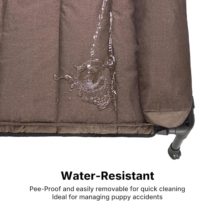 Veehoo Cooling Elevated Dog Bed Add Removable Waterproof Bolster Cushion Mat, Raised Pet Cot with Breathable Teslin Mesh, No-Slip Feet, Dog Couch Bed for Indoor Outdoor, 53 inches, Brown