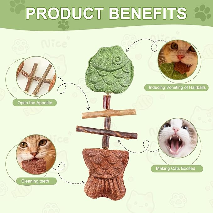 3pcs Purrident Dental Chew Toy for Cats, Creative Fish Bone Cat Toy – Wooden Catnip Teeth Cleaning Stick, Natural Cat Dental Toy, Interactive Play & Kitten Health,Durable Feline Tooth Care Tool