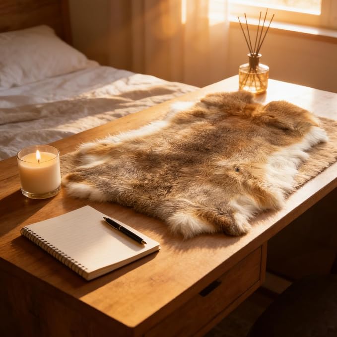 Craft Rabbit Fur Pelt Skin Genuine Tanned Animal Hide with Sewing Quality Leather 12" by 14" for Decoration DIY Crafts Cat Dog Toys Fur Fabric（8Pcs, Straw Yellow）