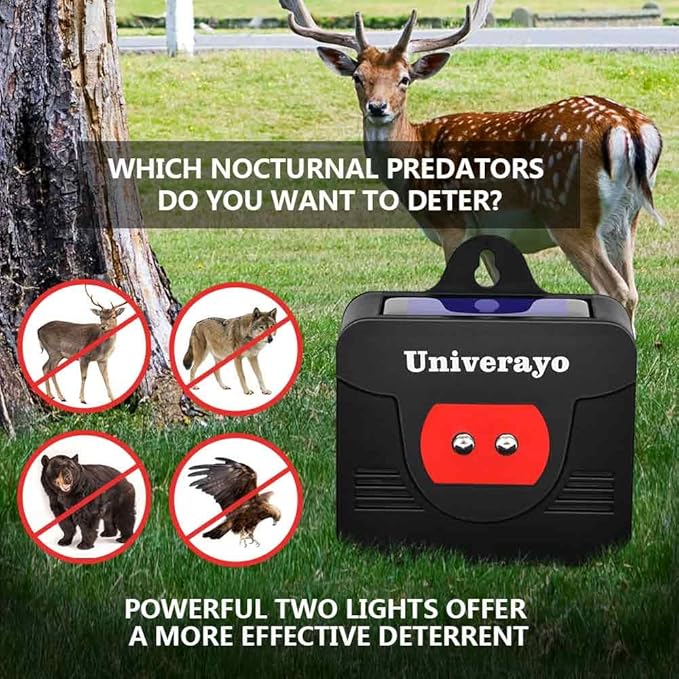 Coyote Deterrent Solar Predator Control Light Deer Repellent Device for Nighttime Animal Fox Skunk Raccoon Repeller for Outdoor Garden Yard Chicken Coop 4 Pack