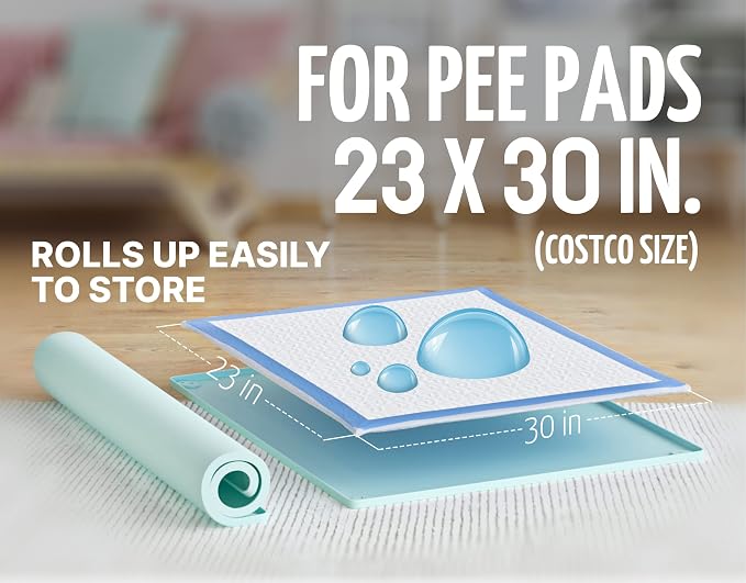 Dog Pee Pad Holder Tray Fits for 30” x 23” Pee Pads - 1 Pack - Turquoise | Corner Lock Holes, Raised Edges, Non-Spill, Easy to Clean Silicone Dog Potty Tray Holder, For Indoor Floor Protection