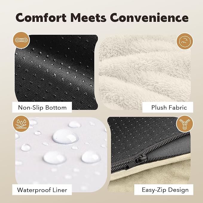 Orthopedic Waterproof Dog Bed Pet Couch with Bolster for Medium Dogs | Pillow Support for Neck Relief, Egg Crate Foam, Waterproof Liner, Anti-Slip Bottom, Machine Washable Cover, 30 x 22 Inch