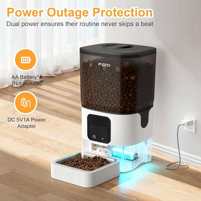 Automatic Cat Feeder 6L,Timed Cat Feeders for Dry Food, 2.4G WiFi Pet Feeder with APP Control for Remote Feeding,Automatic Dog Food Dispenser with Alexa,1-10 Meals Per Day for Dog