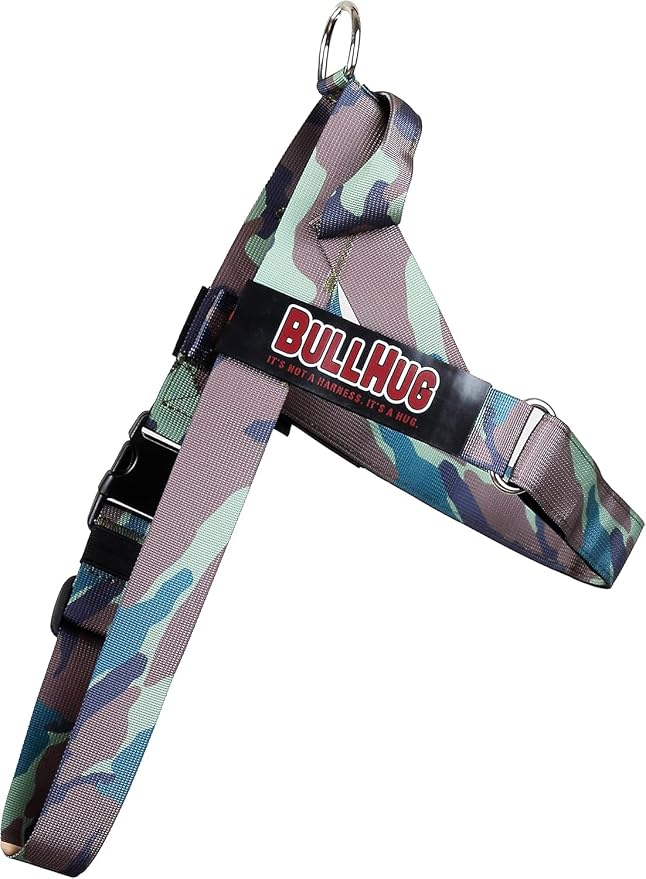 Adjustable Dog Harness– No Pull, No Choke – for English Bulldogs, French Bulldogs, Pugs & Broad-Chested Breeds – Easy, Safe Walks (Army, Large)