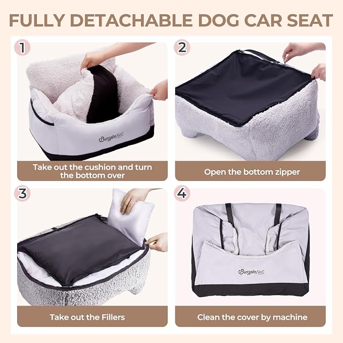 Dog Car Seat for Small Dogs & Cats Under 25 lbs, Black Grey