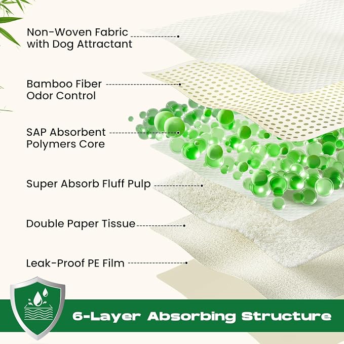 Bamboo Small Puppy Pads Pee Pads for Dogs 22"x22" 336 Count | Training Pads Deodorizing Leakproof Quick Drying Dog Pee Pads Super Absorbent Disposable Puppies, Doggie, Cats, Rabbits