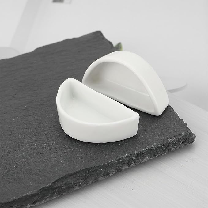 ECSiNG 6PCS Hermit Crab Mini Ceramic Dish 4.21x2x1.05cm Semicircle Shape Reptile Food Bowl for Spider Hermit Crab Tarantula Millipede White