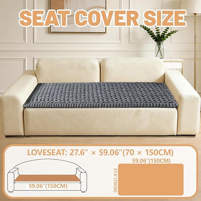 Waterproof Couch Cover for Dogs Washable,Nonslip Fuzzy Durable Pet Friendly | Soft Slipcovers for 3 Cushion Sofa Cover,Plush Thick Protector Fits Mat Bed Leather & Fabric Couches (Grey 27.6"x59.06")