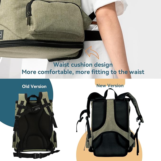 Petsfit Dog and Cat Backpack Carrier, Padded Waist Support, Up to 18 lb | 13.5 x 12.5 x 17.5 in; reinforced frame, 600D Oxford, 4 mesh panels, lockable zippers, safety tether and washable mat.