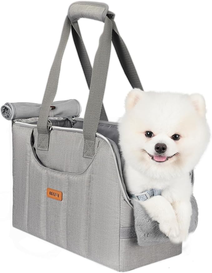 Dog Purse Carrier for Small Dogs Cats Rabbits Up to 12lbs, Lightweight Pet Sling Carriers with Crossbody Strap, Portable Puppy Soft Sided Tote Bag Carrier for Vet,Hiking,Travel Gray
