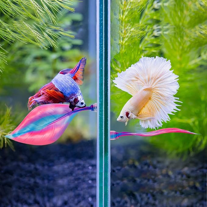 WILLBOND 2 Pcs Pink Silicone Betta Fish Bed Leaf Hammock Betta Fish Tank Accessories Decorations for Aquarium Ornaments, Practical Resting Spot, Comfortable and Safe