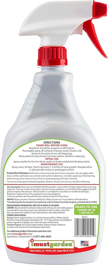 I Must Garden Deer Repellent: Mint Scent Deer Spray for Gardens & Plants – Natural Ingredients – 32oz Ready to Use
