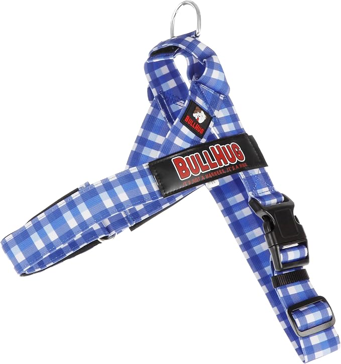 Adjustable Dog Harness– No Pull, No Choke – for English Bulldogs, French Bulldogs, Pugs & Broad-Chested Breeds – Easy, Safe Walks (BLUEWHITE, Medium)