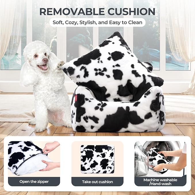 Dog Car Seat for Small Dogs & Cats Under 25 lbs, Milk Cow