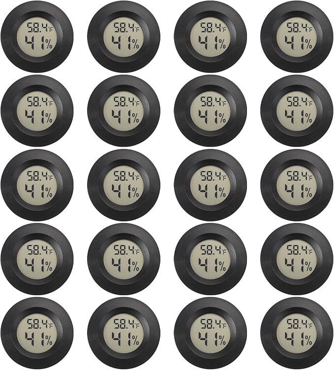 Mini Hygrometer Digital Thermometer Humidity Meter 20 Pack Hygrometer Thermometers Indoor/Outdoor Humidity Monitor Reptile Thermometer for Humidors Greenhouse Garden Cellar Fahrenheit(℉)/ Celsius(℃)