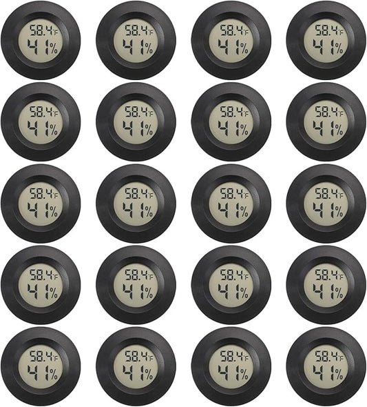 Mini Hygrometer Digital Thermometer Humidity Meter 20 Pack Hygrometer Thermometers Indoor/Outdoor Humidity Monitor Reptile Thermometer for Humidors Greenhouse Garden Cellar Fahrenheit(℉)/ Celsius(℃)